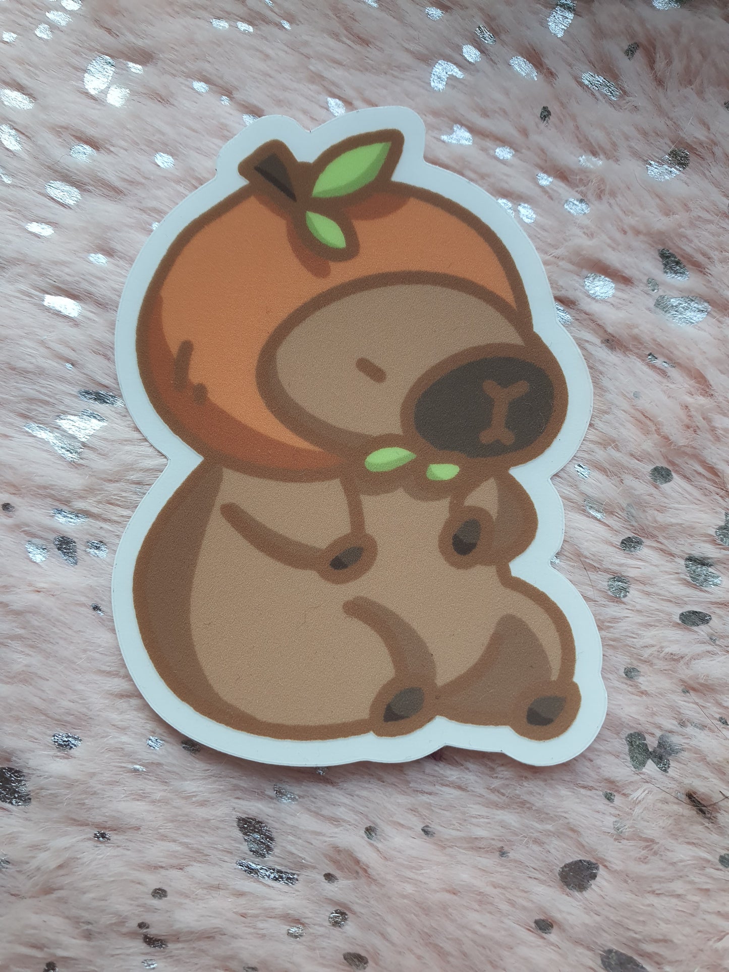 Capybara Orange Sticker Waterproof