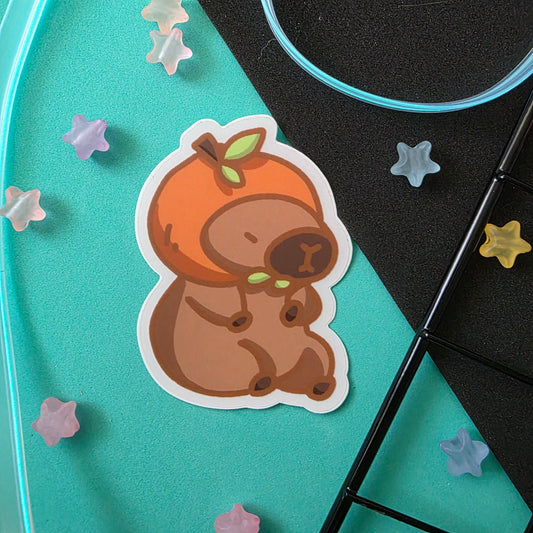 Capybara Orange Sticker Waterproof